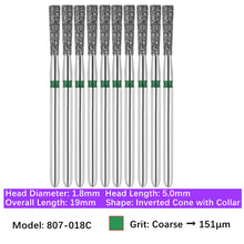 Load image into Gallery viewer, Vakker Dental Inverted Cone FG Diamond Bur 807-018C 10/pk