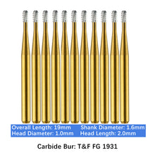 Load image into Gallery viewer, Vakker Dental Carbide Burs F&G FG 1931 Friction Grip 10/pk