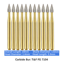 Load image into Gallery viewer, Vakker Dental Carbide Burs Trimming & Finishing T&F FG-7104 Friction Grip 10/pk