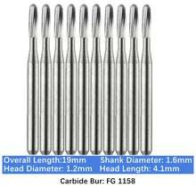 Load image into Gallery viewer, Vakker Dental Carbide Burs FG 1158 Friction Grip 10/pk