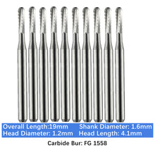 Load image into Gallery viewer, Vakker Dental Carbide Burs FG 1558 Friction Grip 10/pk