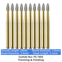 Load image into Gallery viewer, Vakker Dental Carbide Burs Trimming & Finishing T&F FG-7404 Friction Grip 10/pk