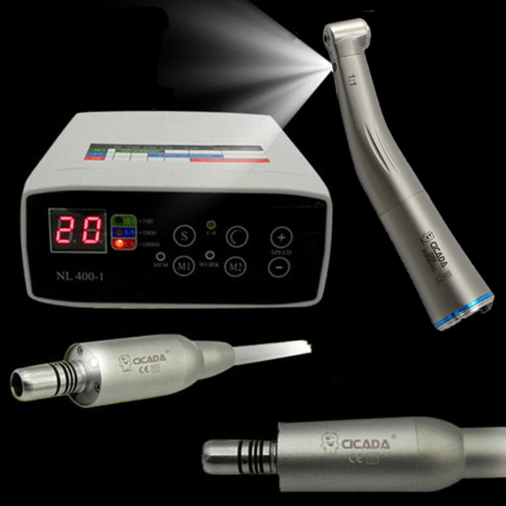 CICADA Dental Electric Micro Motor +1:1/1:5/16:1 Firber Optic Handpiece Contra Angle