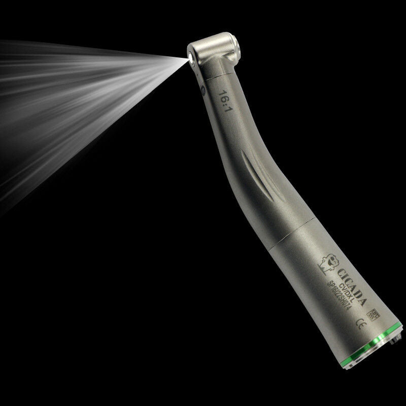 16:1 Reduction Fiber Optic LED Contra Angle Handpiece – For NSK Electric Motors, Dental Lab, FDA K181691