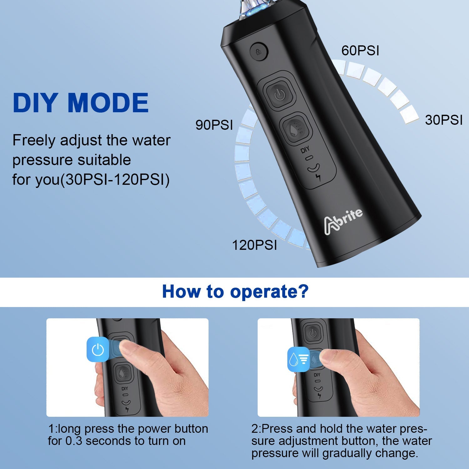 ABrite Cordless Water Flosser Rechargeable Portable Oral Irrigator for travel&home