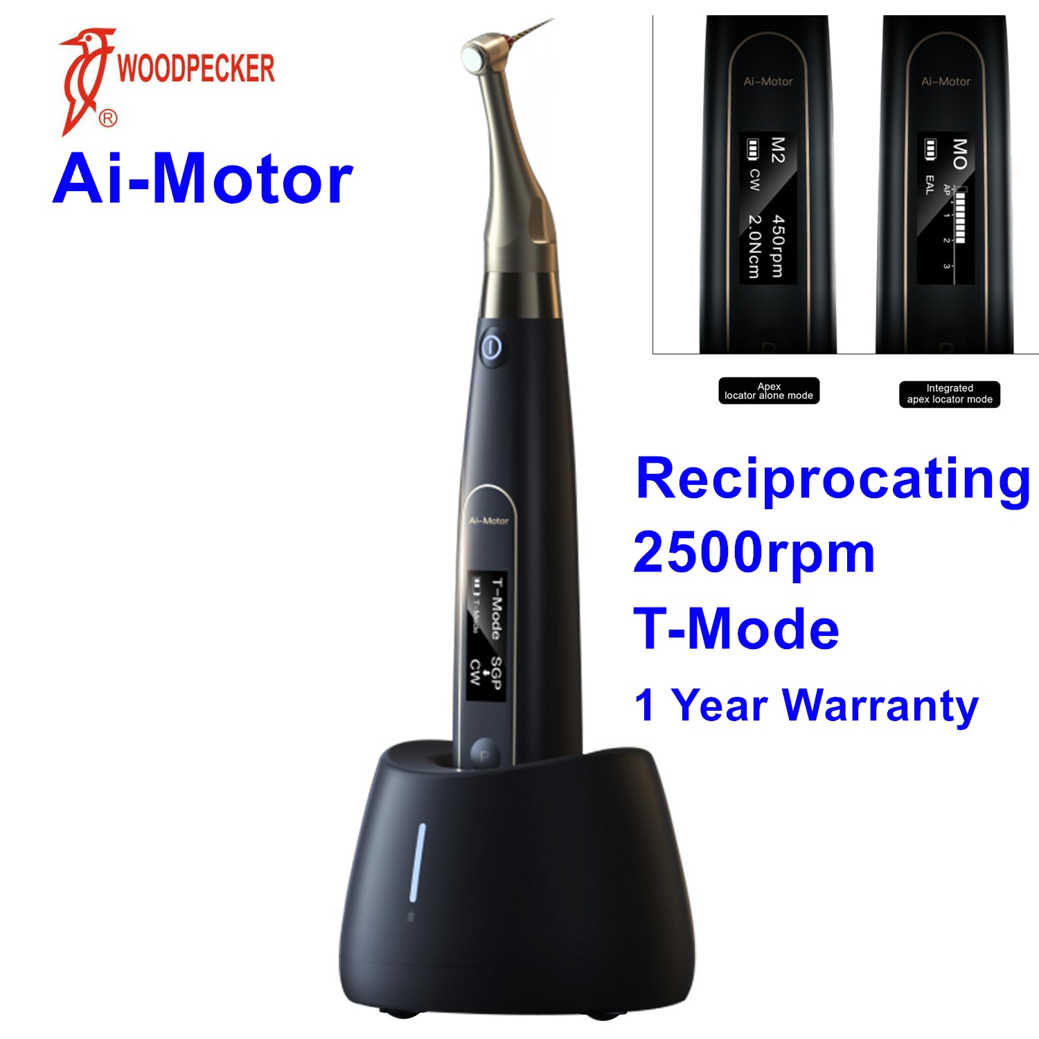 Woodpecker Ai-Motor Endo Motor with Apex Locator Reciprocating T-Mode, 2500RPM by Dr. Yoshi Terauchi Design