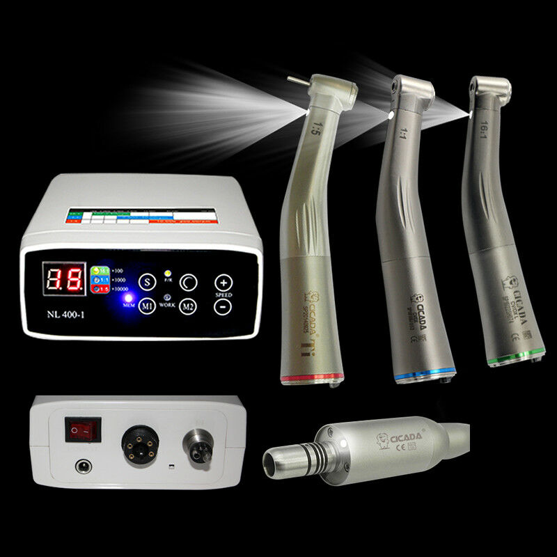 CICADA Dental Electric Micro Motor +1:1/1:5/16:1 Firber Optic Handpiece Contra Angle
