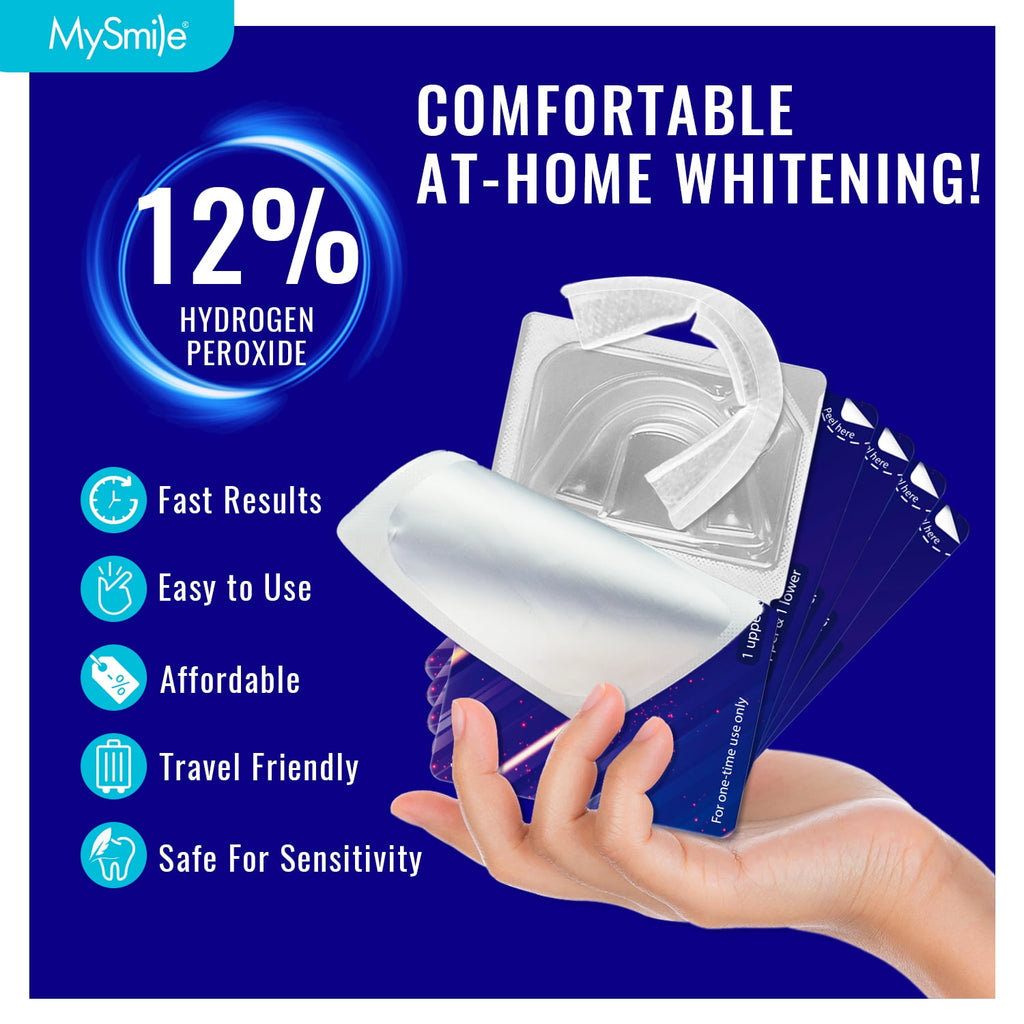 MySmile 14PC Teeth Whitening Tray Kit - 12% Hydrogen Peroxide Teeth Whitening Gel Cool Mint Flavor, 7 Treatment