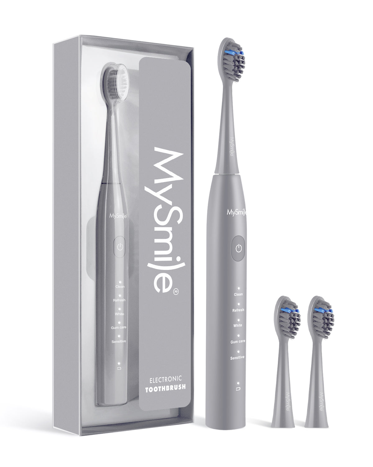 MySmile DY156 Sonic Electric Toothbrush with 3 Brush Heads for Adults, Rechargeable Battery Toothbrush, 2 Mins 5 Modes Smart Timer, 45000VPM, On Charge for 60 Days