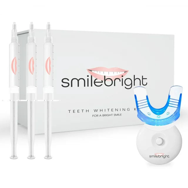 SmileBright 35% Carbamide Peroxide Teeth Whitening Kit with LED Light Tray, Strong Mint Teeth Whitening Gel Tooth Whitener, Non Sensitive Stain Removal