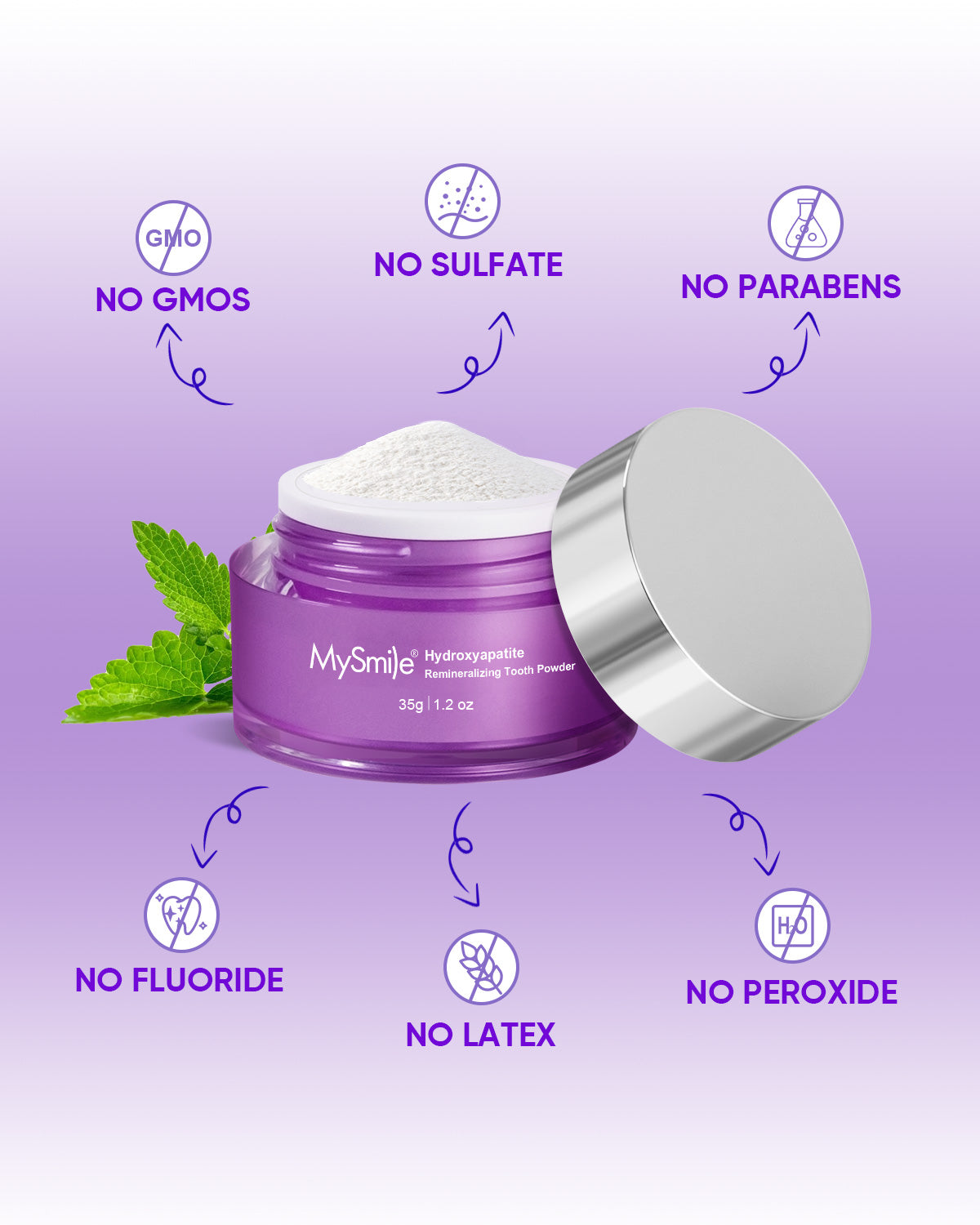 MySmile Hydroxyapatite Teeth Whitening Powder Kit Remove Stains