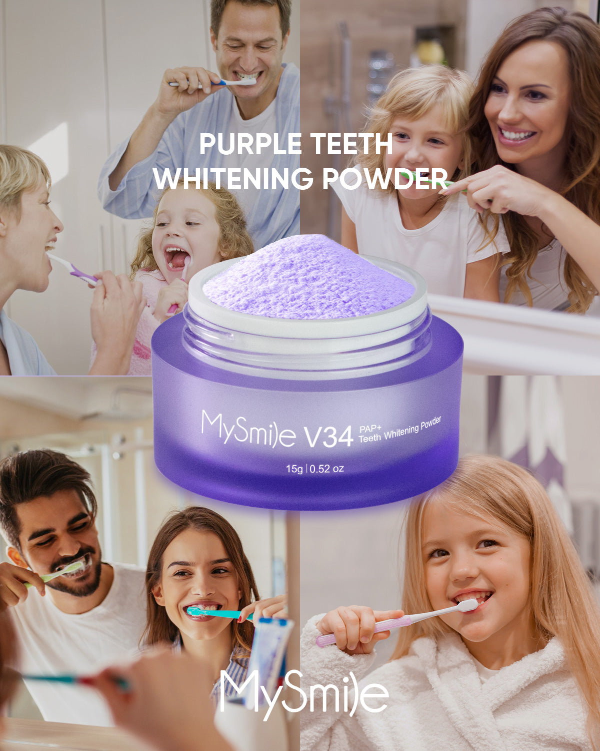 MySmile V34 PAP Color Corrector Purple Teeth Whitening Powder Kit Remo ...