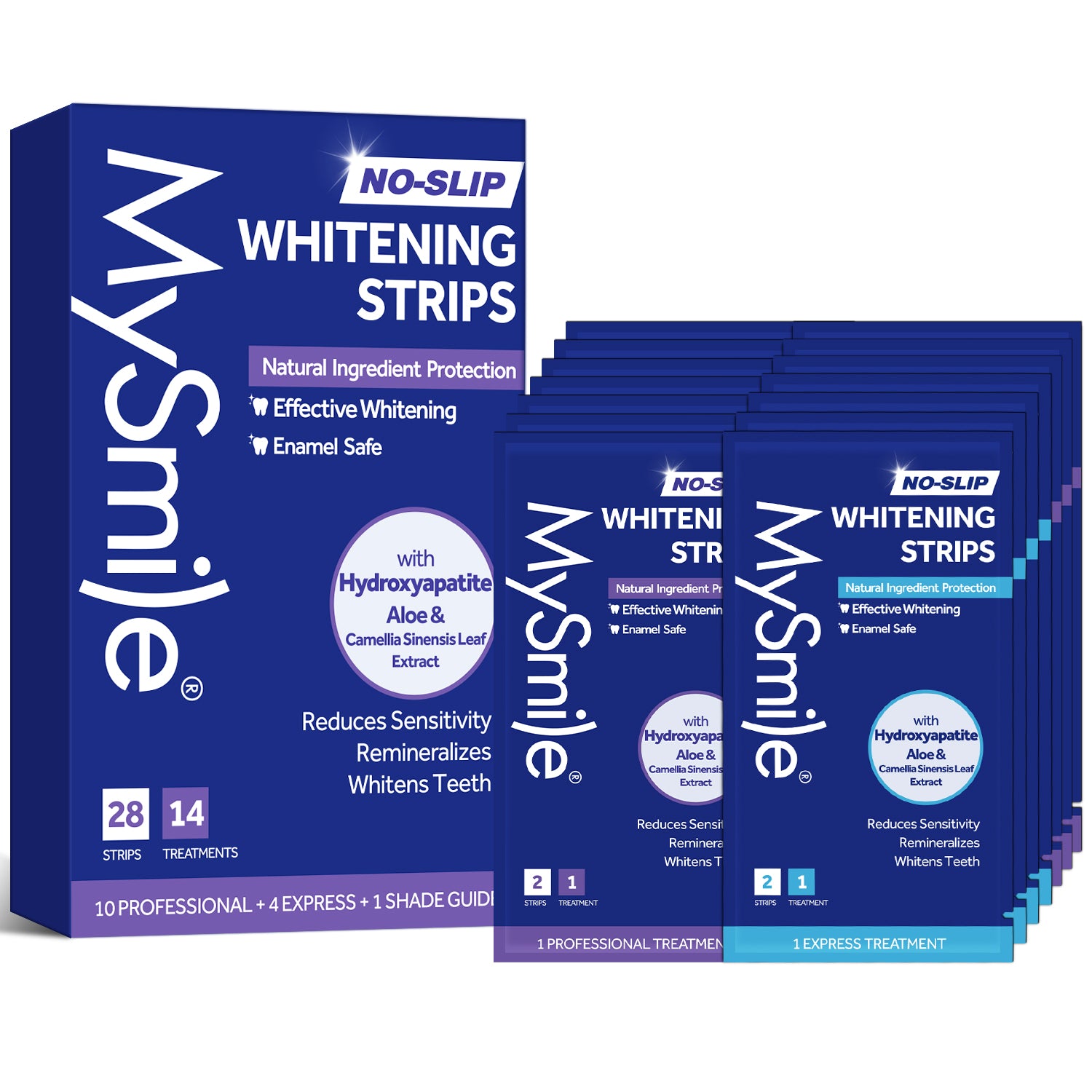 MySmile 28PC Teeth Whitening Strips Refills, Non Sensitive Teeth White Strips Tooth Whitener, Mint, 14 Treatment