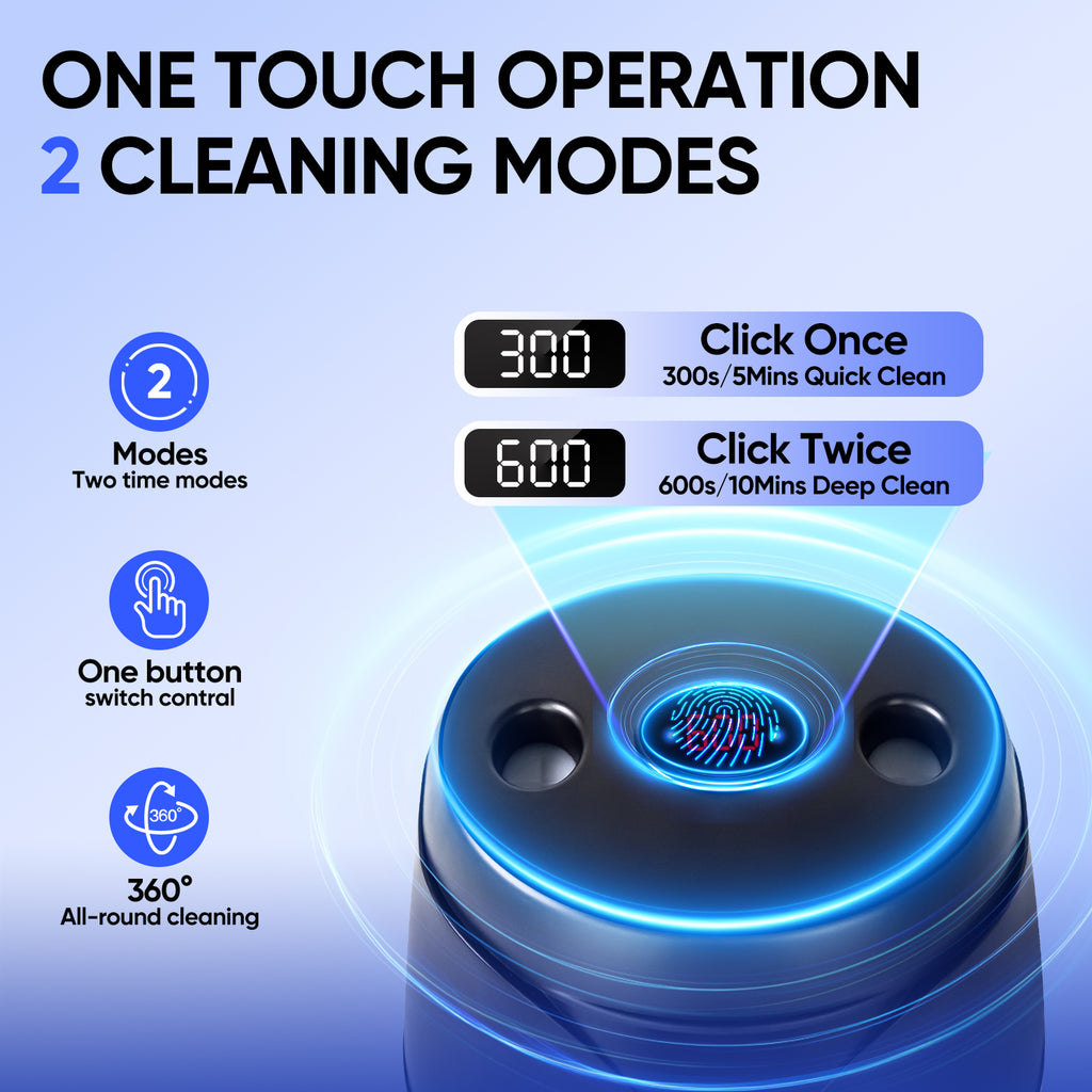 MySmile Portable Ultrasonic Retainer Cleaner UV Dental Cleaning Pod for Denture Cleanser, Aligner, Braces, Mouth Guard,Jewelry, 2 Modes, with Digital Timer