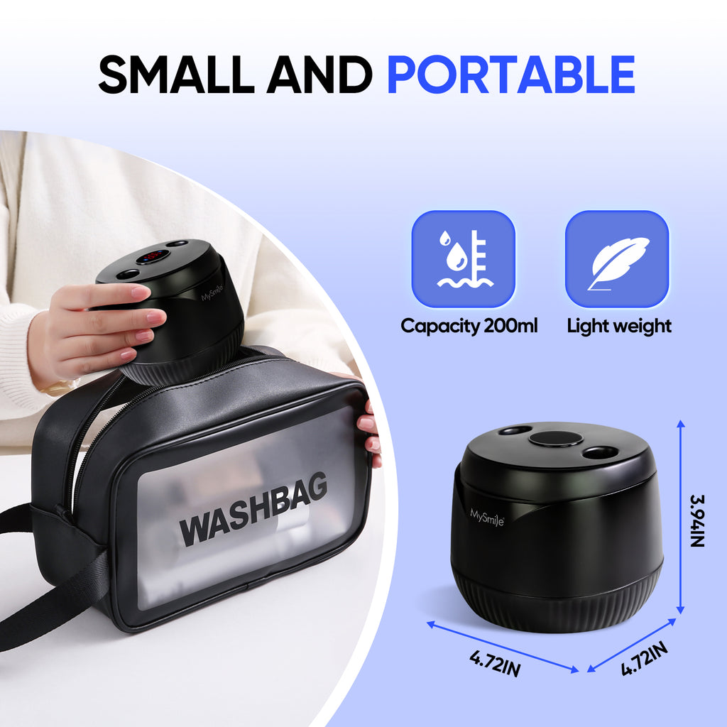 MySmile Portable Ultrasonic Retainer Cleaner UV Dental Cleaning Pod for Denture Cleanser, Aligner, Braces, Mouth Guard,Jewelry, 2 Modes, with Digital Timer