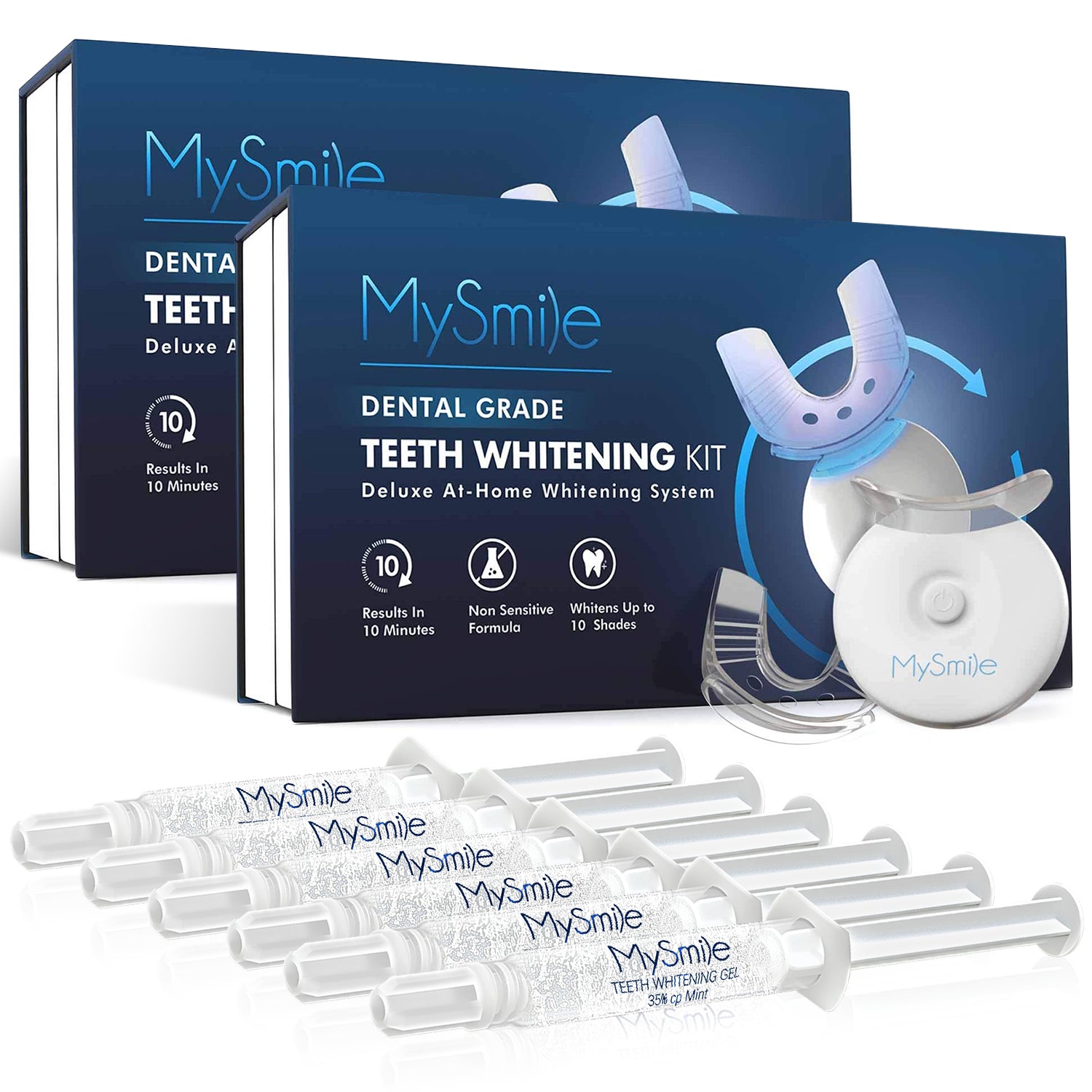 MySmile 35% Carbamide Peroxide Teeth Whitening Kit with Light Tray, 3*3ml Bleaching Gels, Tooth Whitener