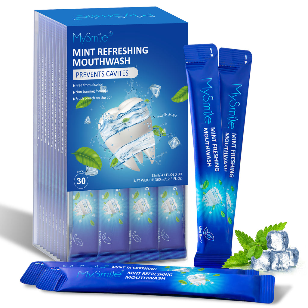 MySmile 30pk Mouthwash Alcohol Free for Bad Breath,Oral Rinses Fluoride Free