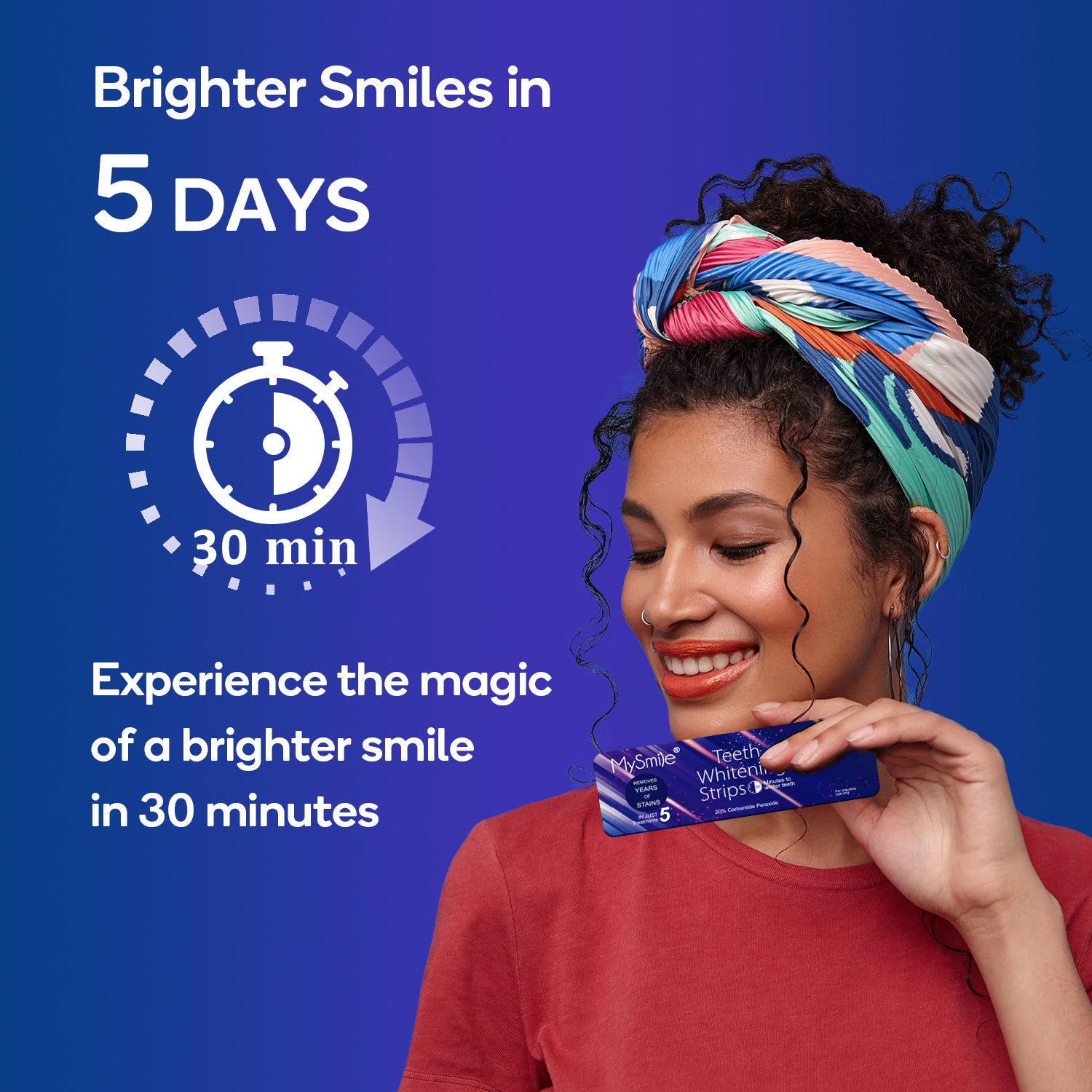 MySmile 10pcs 5 Treatment 20%CP Teeth Whitening Strips 1 Week Tooth Whitener Kit