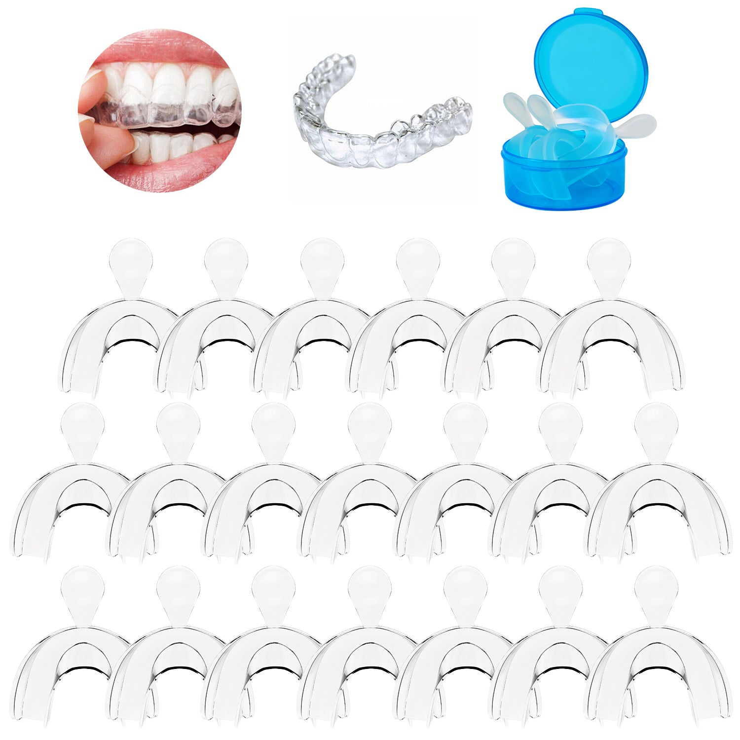 MySmile 10PCS Teeth Whitening Trays Dental Thermoforming Moldable Whitening Mouth Night Guard Bleaching Tooth Whitener with Blue case