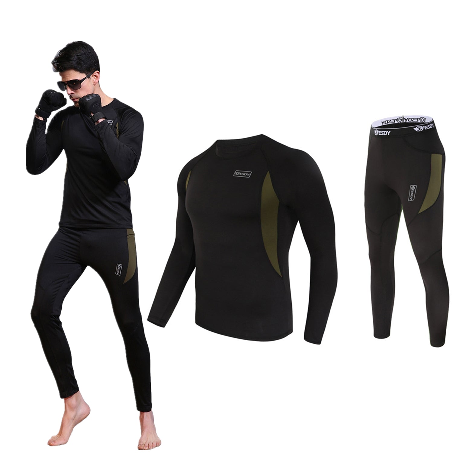Men's Thermal Fleece Underwear Set Winter Warm Long Johns Shirts Tops & Bottom Suit
