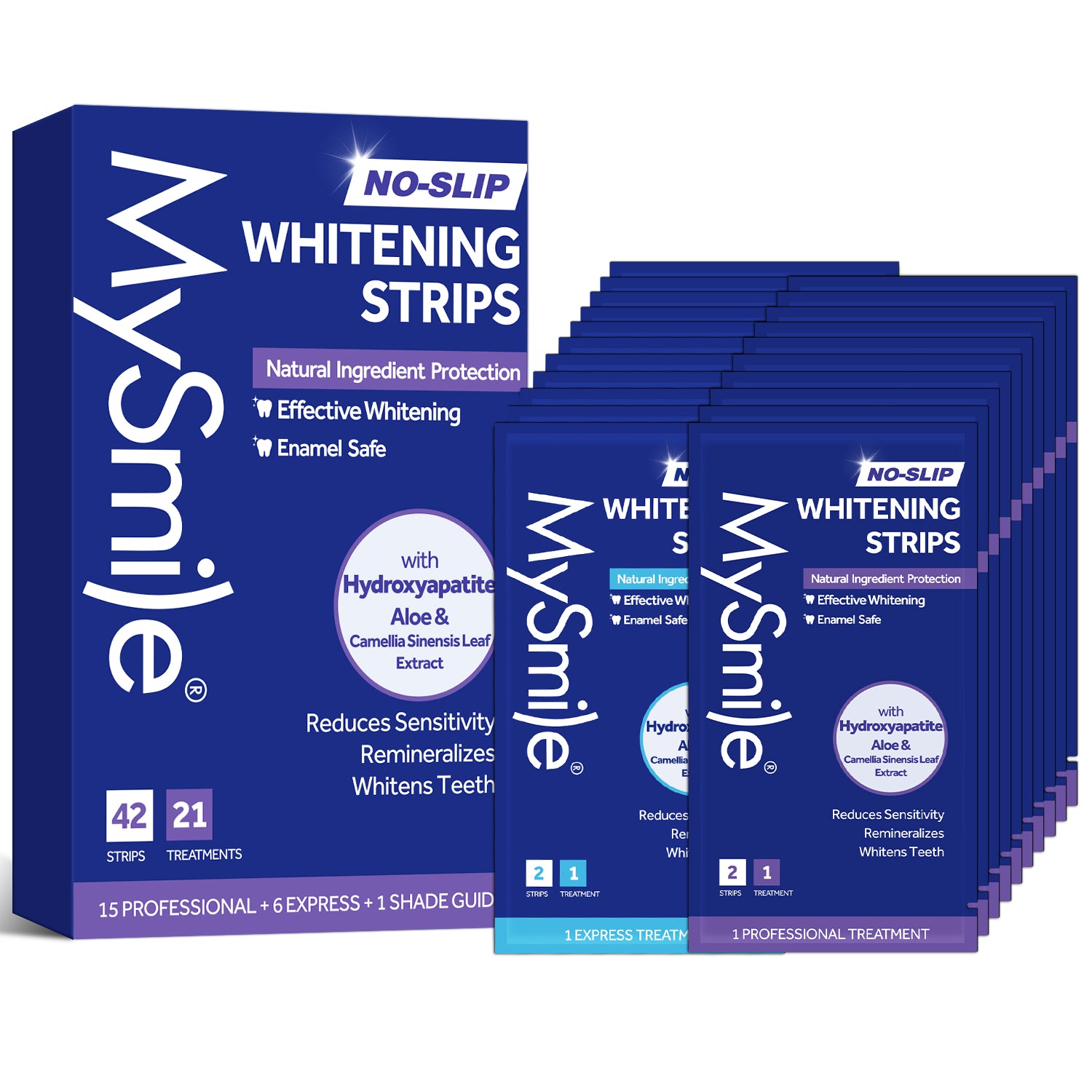 MySmile 28PC Teeth Whitening Strips Refills, Non Sensitive Teeth White Strips Tooth Whitener, Mint, 14 Treatment