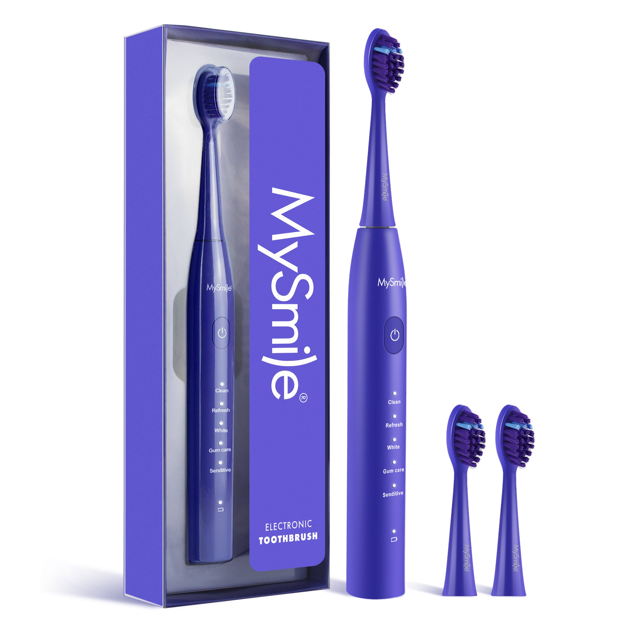 MySmile DY156 Sonic Electric Toothbrush with 3 Brush Heads for Adults, Rechargeable Battery Toothbrush, 2 Mins 5 Modes Smart Timer, 45000VPM, On Charge for 60 Days
