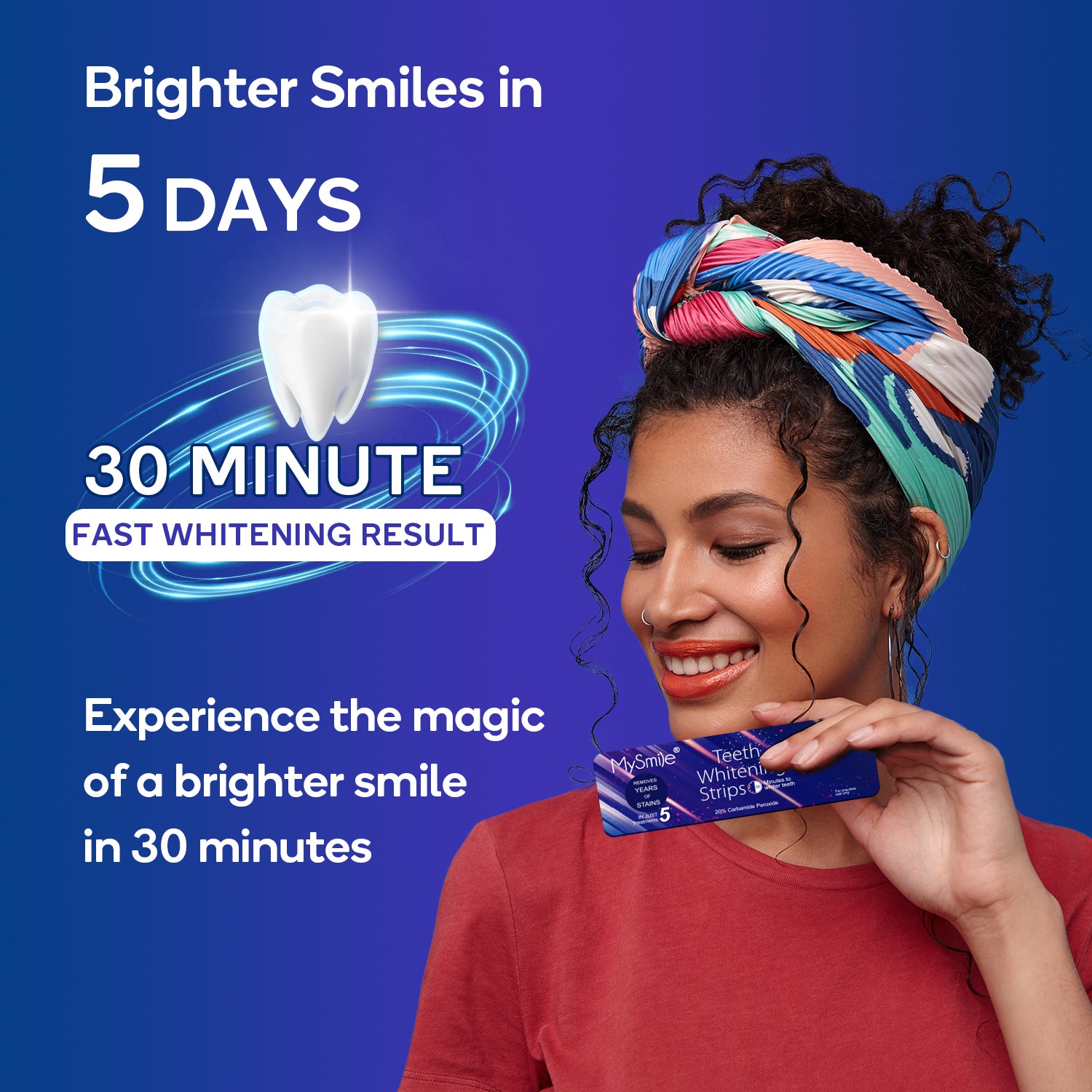 MySmile 10pcs 5 Treatment 20%CP Teeth Whitening Strips 1 Week Tooth Whitener Kit