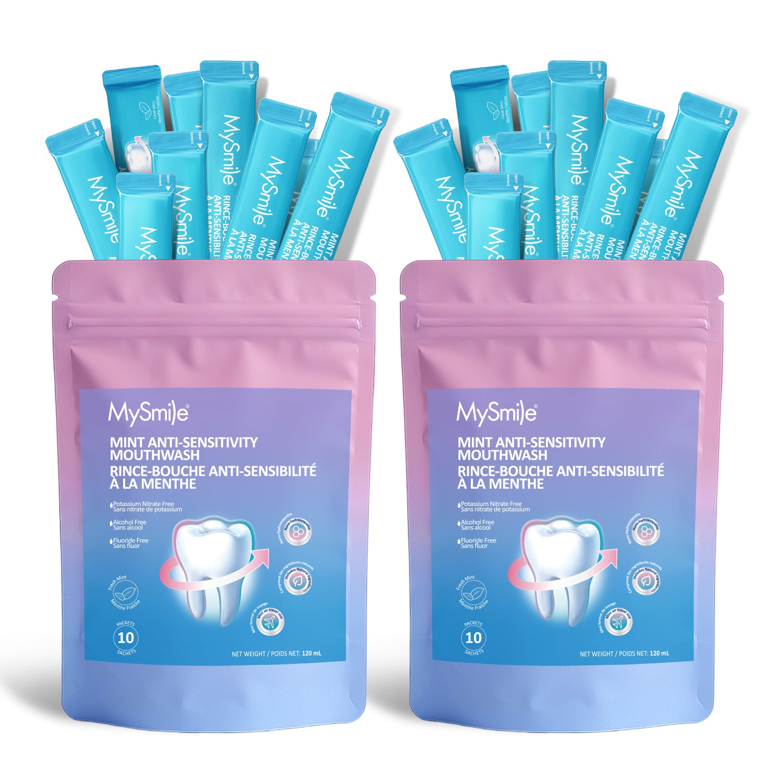 MySmile 30pk Mouthwash Alcohol Free for Bad Breath,Oral Rinses Fluoride Free