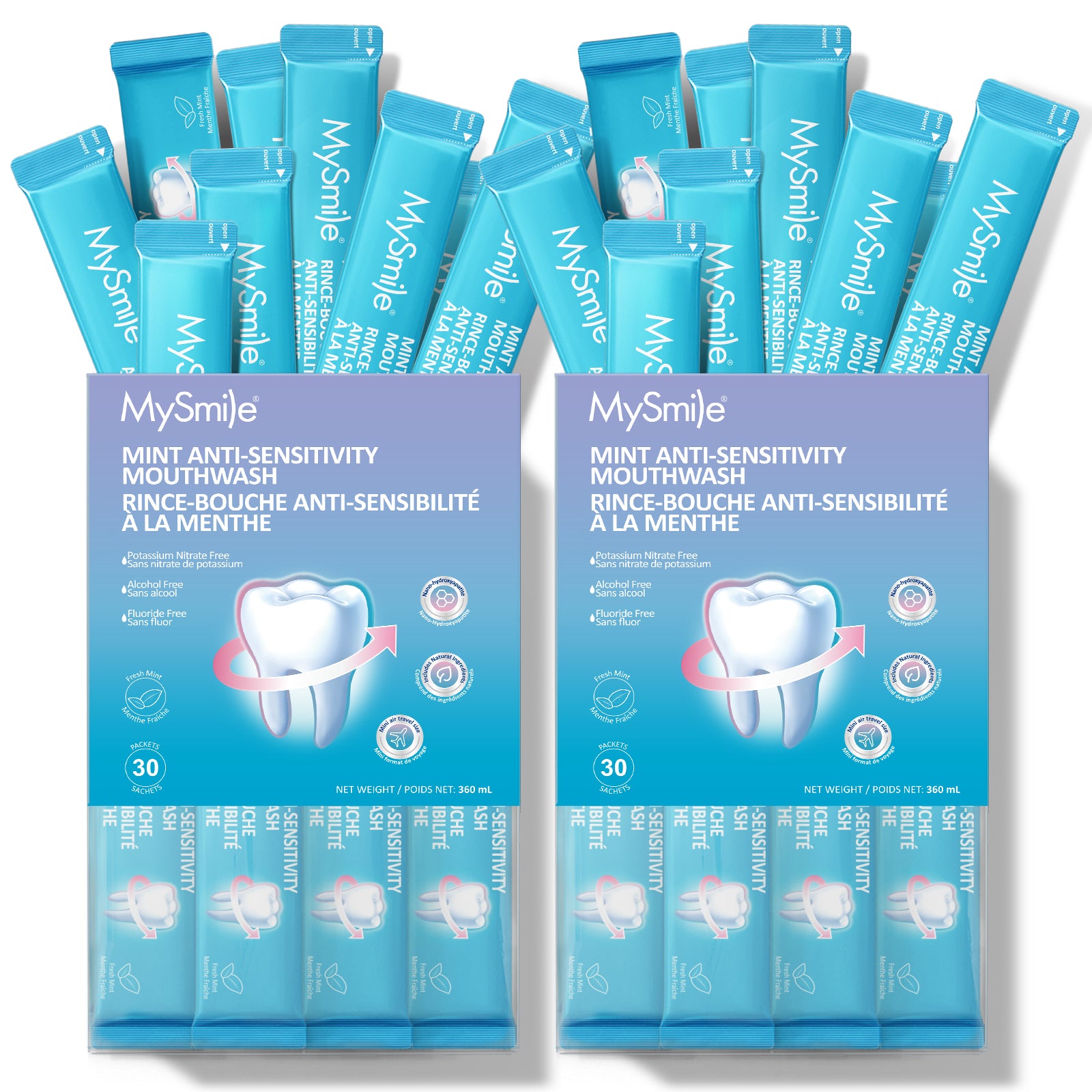 MySmile 30pk Mouthwash Alcohol Free for Bad Breath,Oral Rinses Fluoride Free