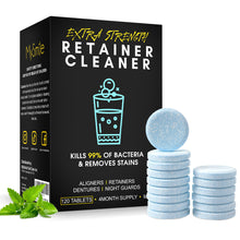 Load image into Gallery viewer, MySmile 120pc Retainer Cleaner Denture Cleaning Tablets, 3 Min Faster Denture Cleaner, Help to Remove Stains, Bad Odor, Plaque from Aligner, Invisalign, Mouth Guard, Night Guard
