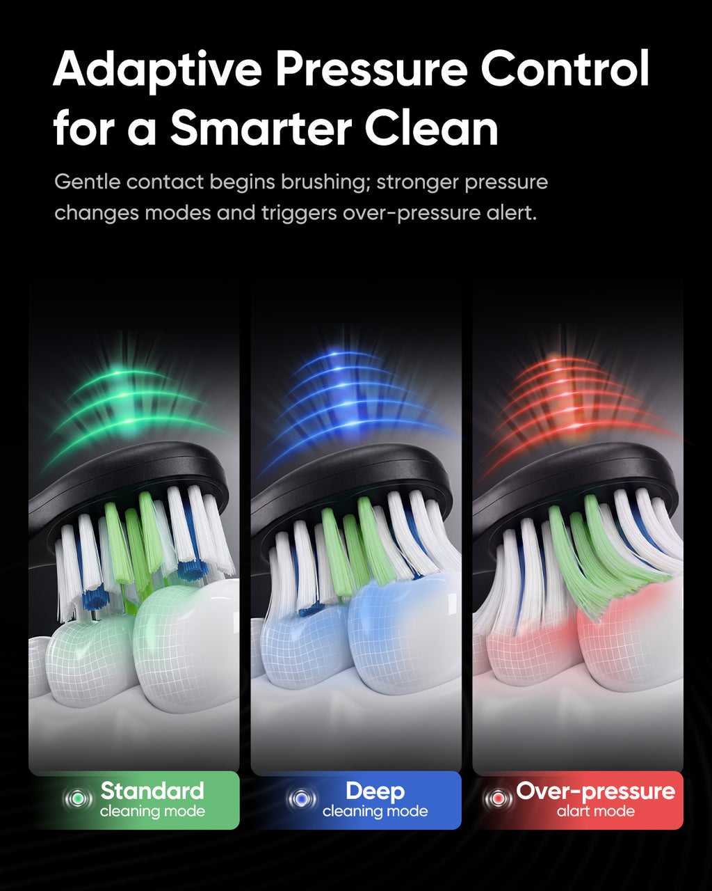 MySmile MS-D59 Button-Free Sonic Electric Toothbrush with Pressure Sensor & Visual Light Ring, Rechargeable Travel Toothbrush for Adults, 1 Toothpaste Sample, IPX7 Waterproof, 3 Heads, Black & Silver