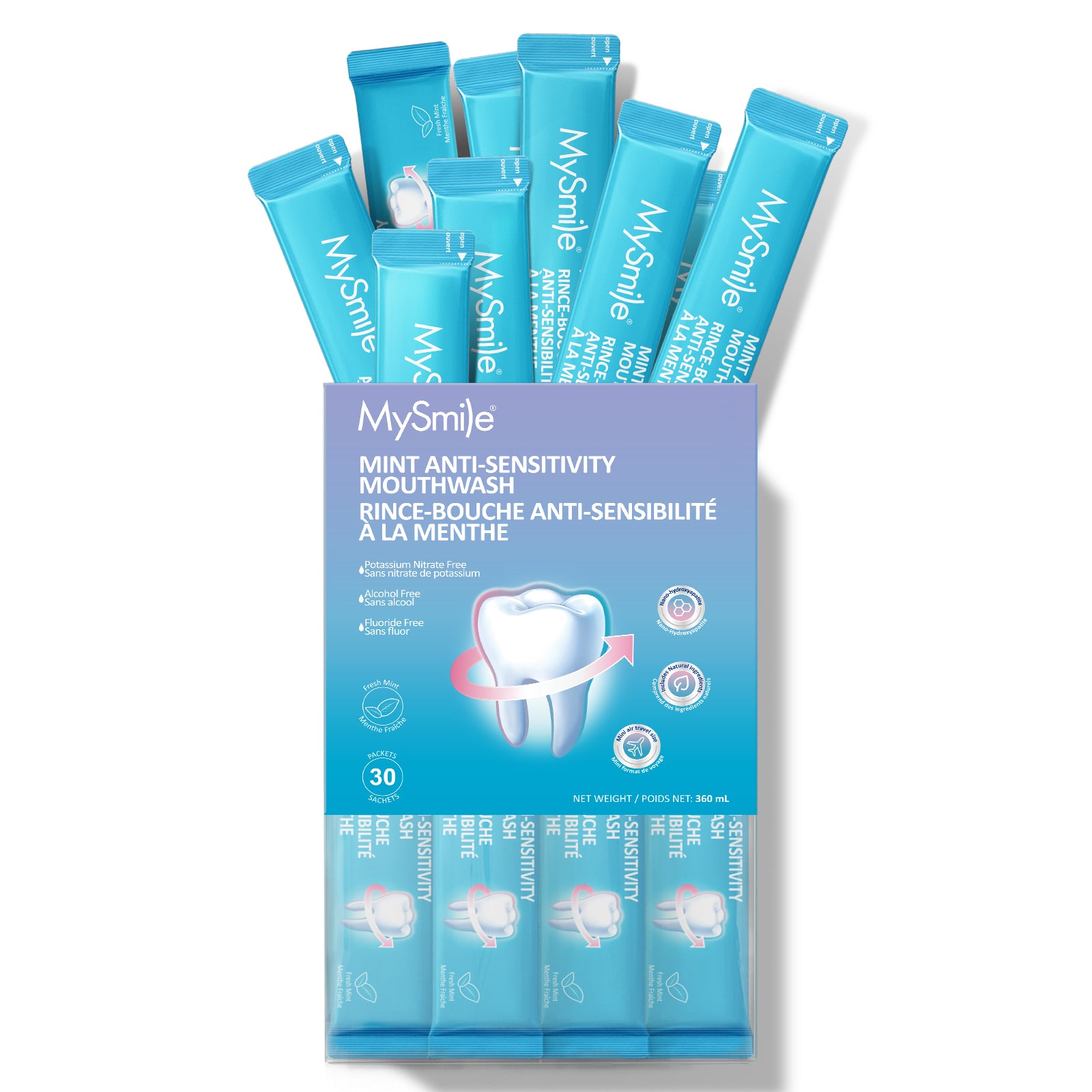 MySmile 30pk Mouthwash Alcohol Free for Bad Breath,Oral Rinses Fluoride Free