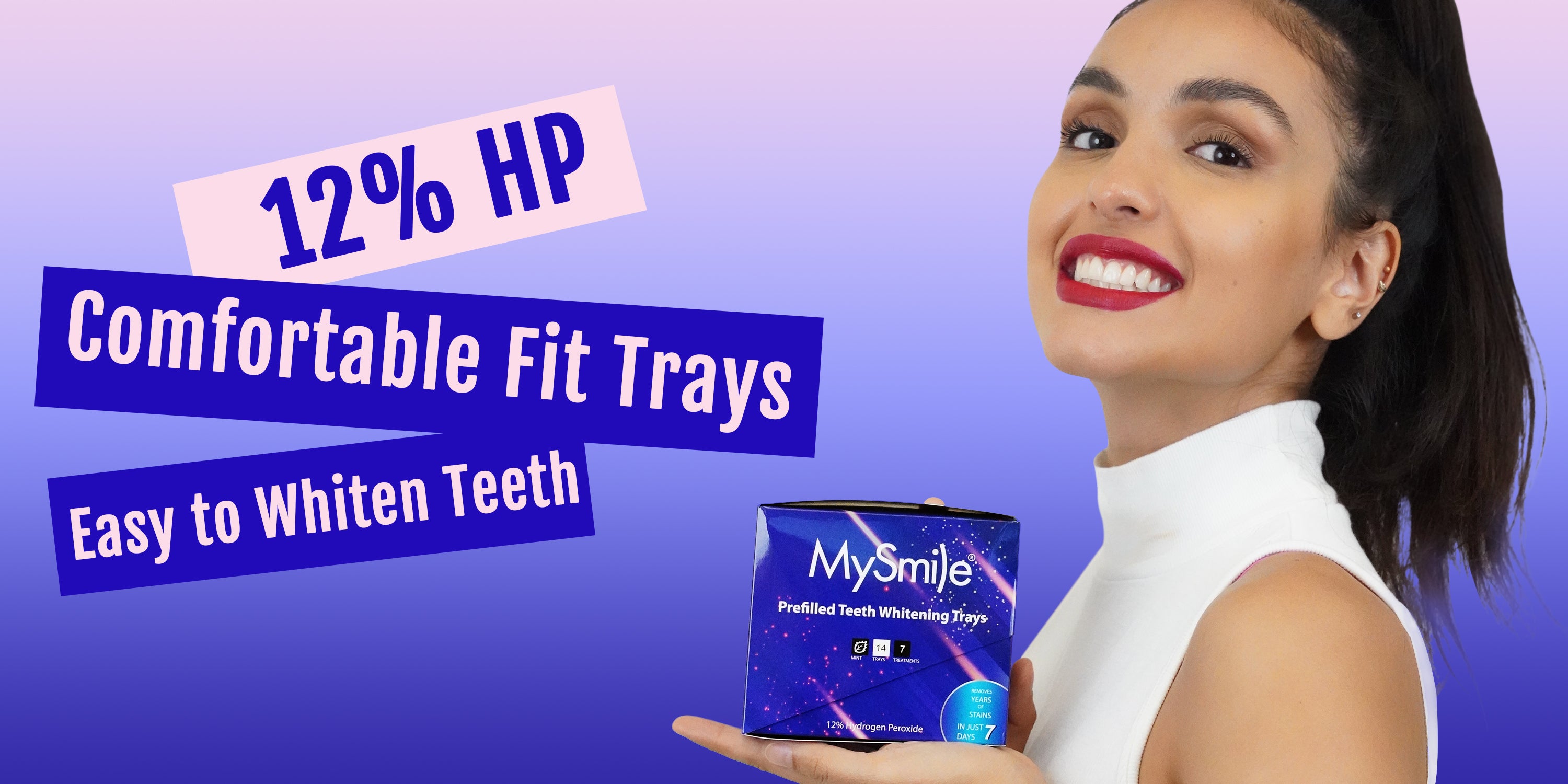 MySmile 14PC Teeth Whitening Tray Kit - 12% Hydrogen Peroxide Teeth Whitening Gel Cool Mint Flavor, 7 Treatment