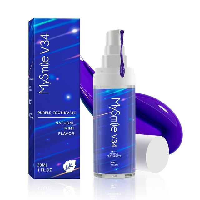 MySmile V34 Purple Colour Corrector Serum for Tooth Brighten Teeth Whitening Toothpaste Kit 30ML, Remove Tooth Stain
