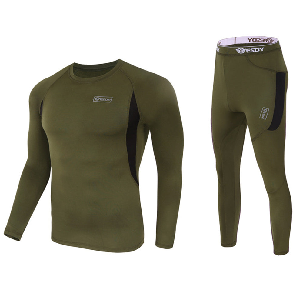 Men's Thermal Fleece Underwear Set Winter Warm Long Johns Shirts Tops & Bottom Suit