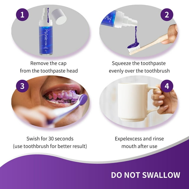 MySmile V34 Purple Colour Corrector Serum for Tooth Brighten Teeth Whitening Toothpaste Kit 30ML, Remove Tooth Stain