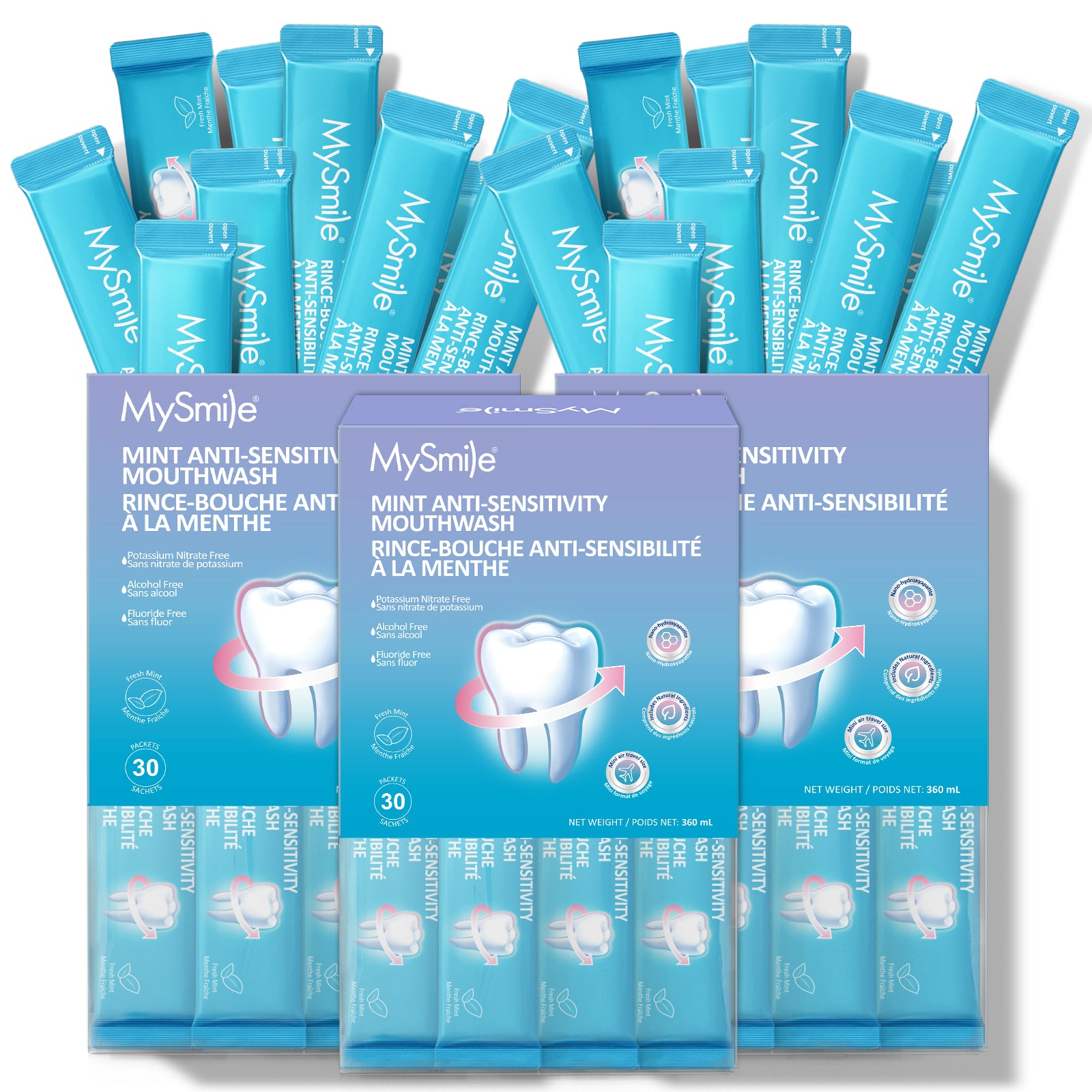 MySmile 30pk Mouthwash Alcohol Free for Bad Breath,Oral Rinses Fluoride Free
