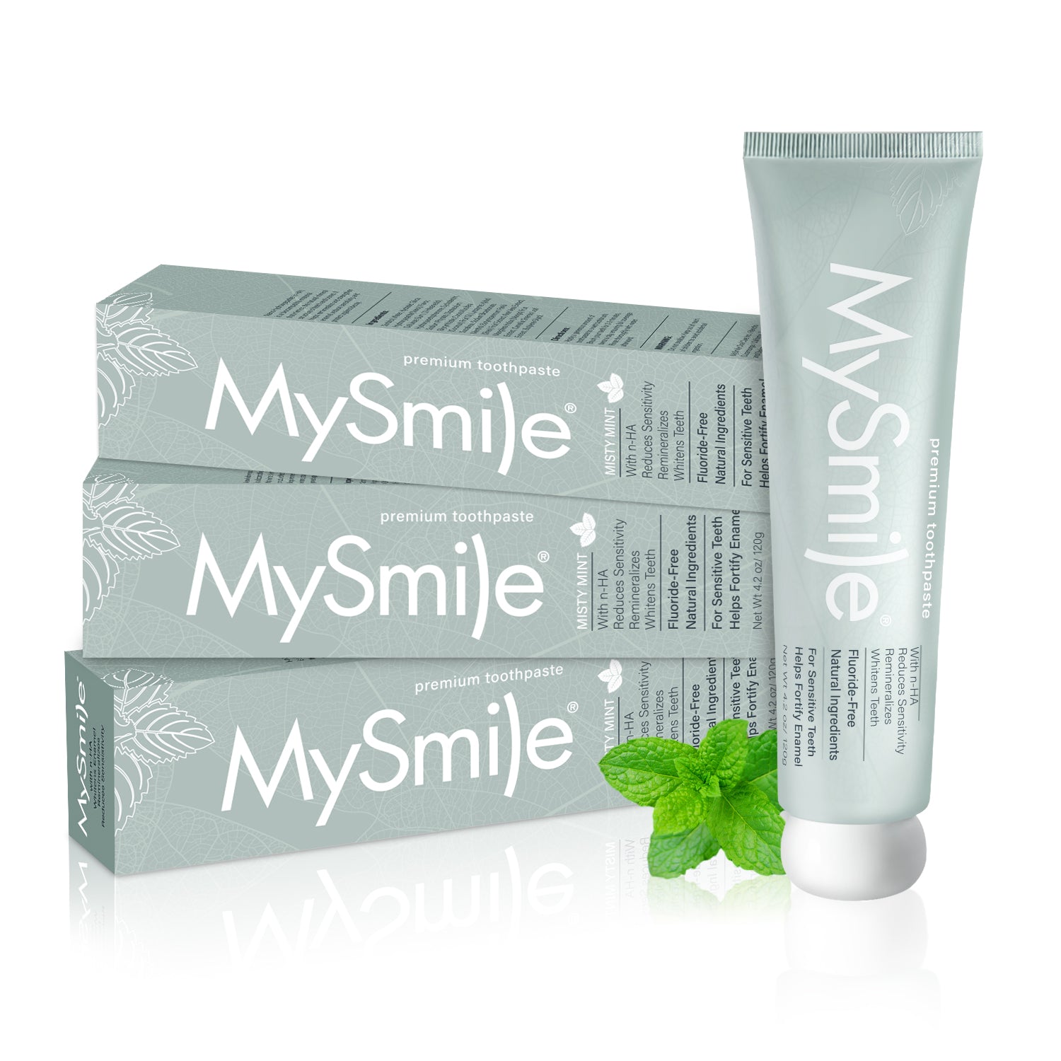 MySmile Premium 10% Nano-Hydroxyapatite Toothpaste, Anti-Sensitivity Toothpaste, Teeth Whitening Toothpaste, Fluoride-Free, Helps Repair Tooth Enamel, Remineralization, 4.2oz