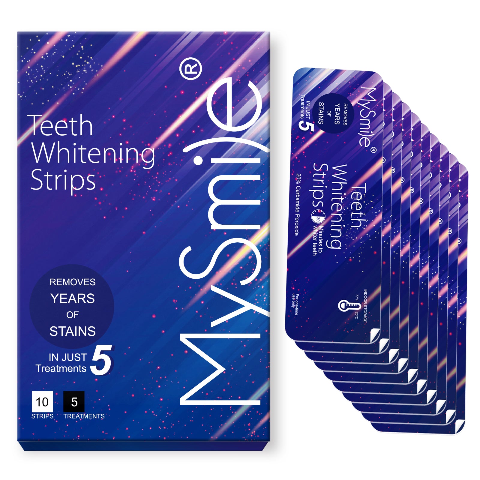 MySmile 10pcs 5 Treatment 20%CP Teeth Whitening Strips 1 Week Tooth Whitener Kit