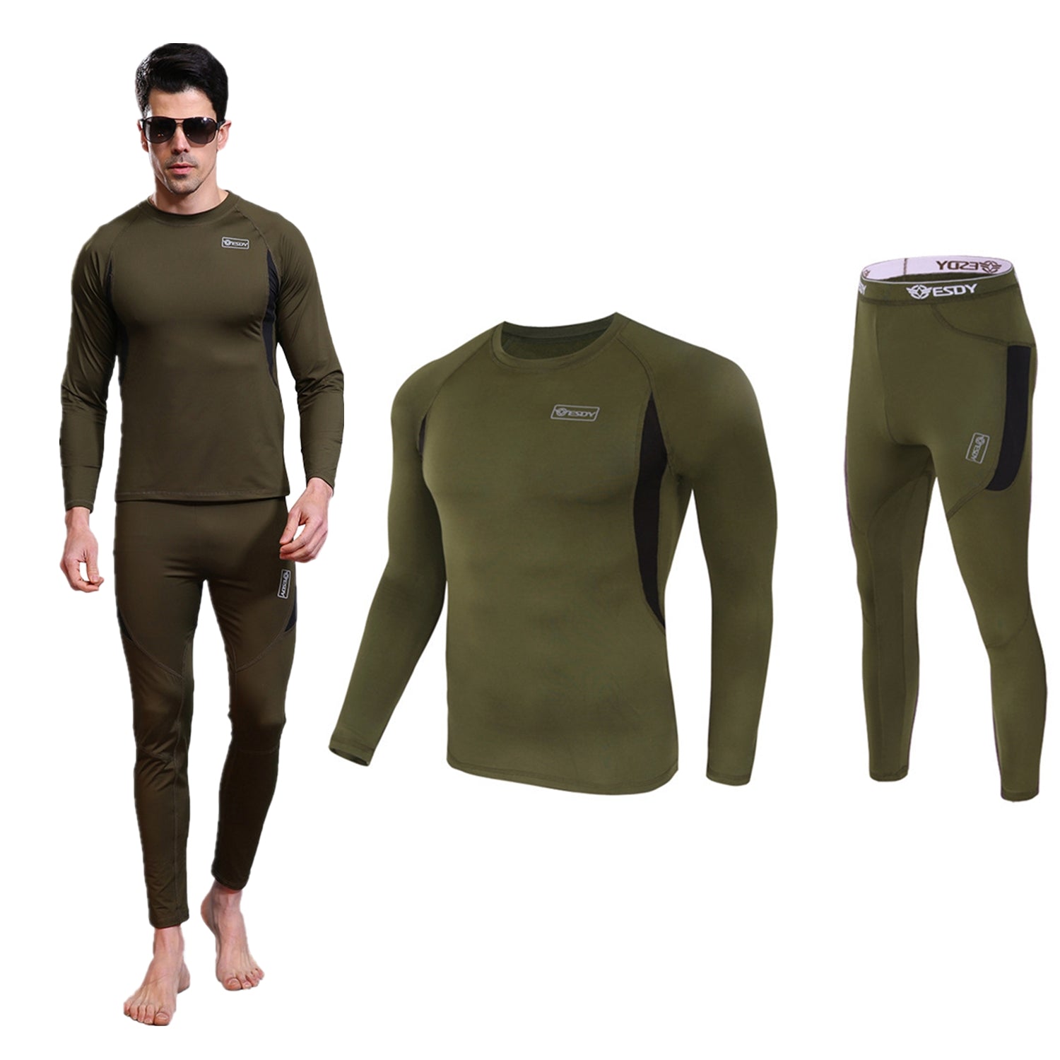 Men's Thermal Fleece Underwear Set Winter Warm Long Johns Shirts Tops & Bottom Suit