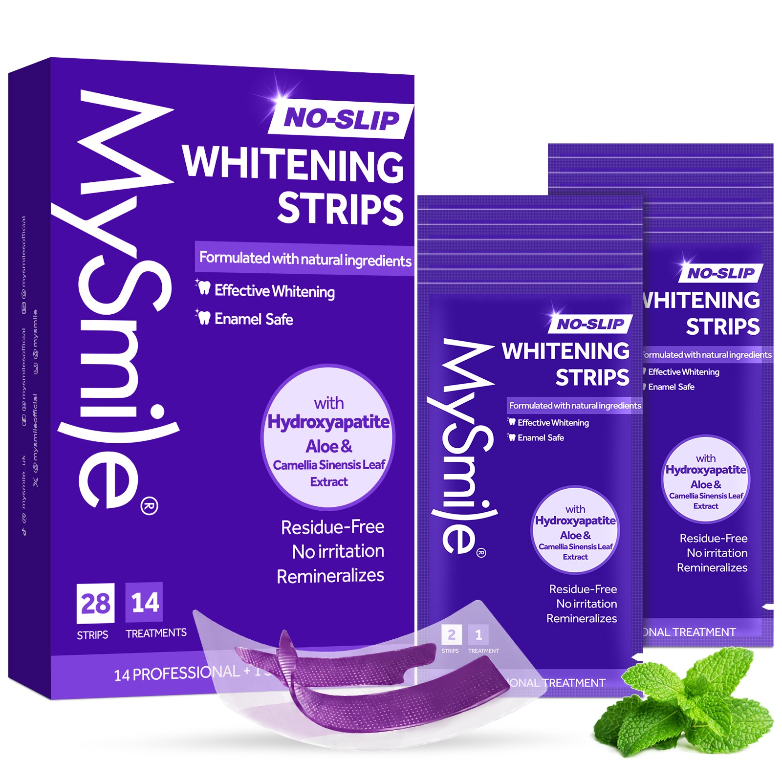 MySmile 28pcs 14 Treatment Purple Teeth Whitening Strips 2 Weeks Tooth Whitener Kit