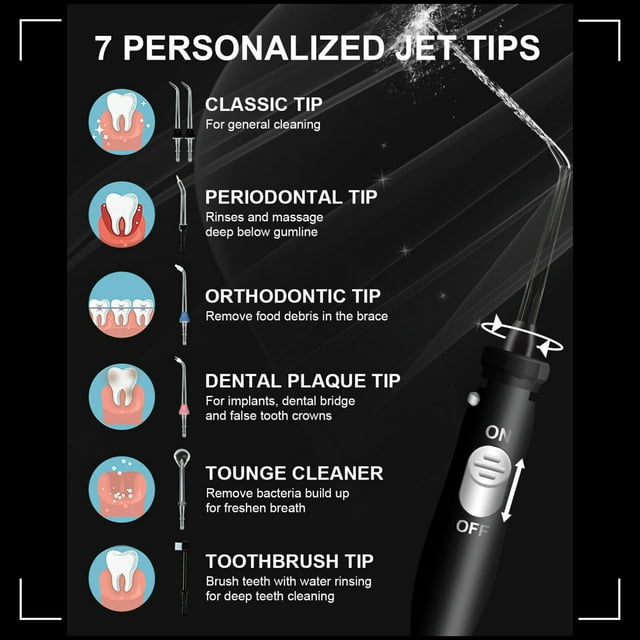 MySmile 1000ML Countertop Water Dental Flosser Teeth Cleaner 10 Settings Electric Power Oral Irrigator with Blue Light Storage Bag and 7 Jet Tips
