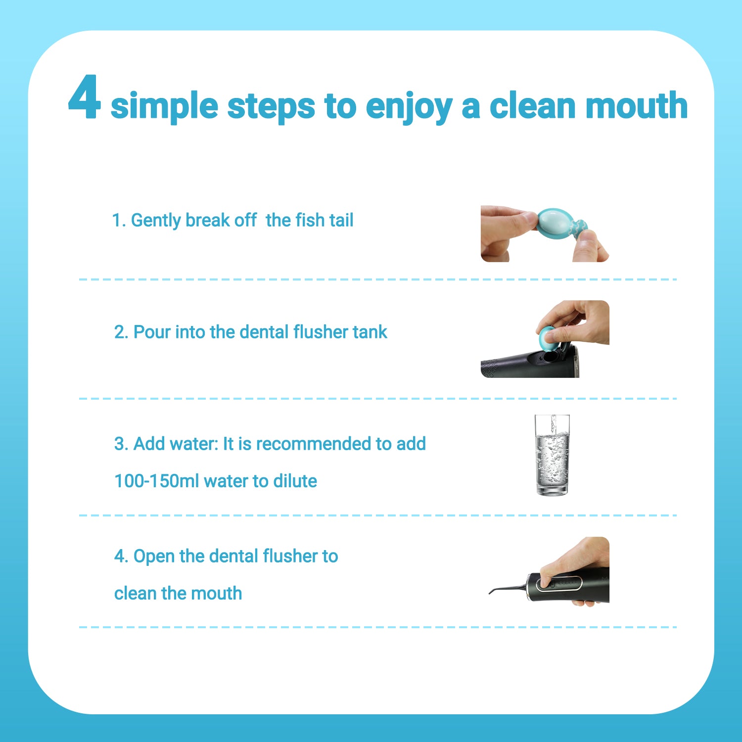 MySmile 30 Travel Case Concentrated Mouthwash for Water Flosser Oral Rinse Oral Irrigator Solution Brightens Enamel Fights Bad Breath Fresh Mint, Alcohol Free