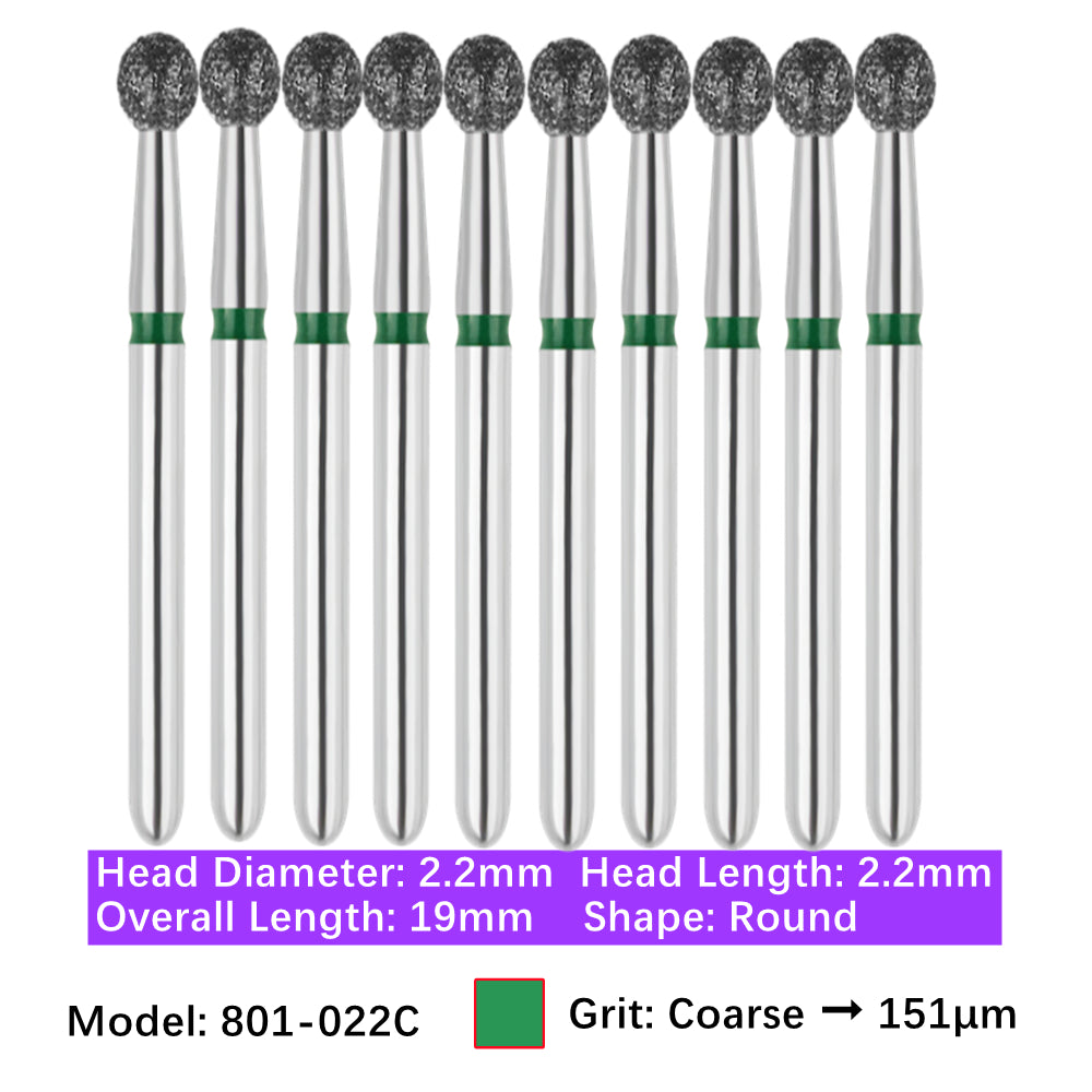 Vakker Dental Round FG Diamond Bur  801-022C 10/pk
