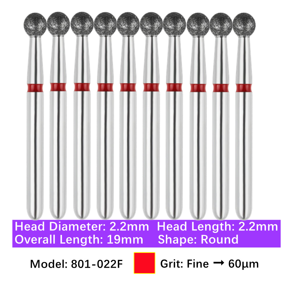 Vakker Dental Round FG Diamond Bur  801-022F 10/pk