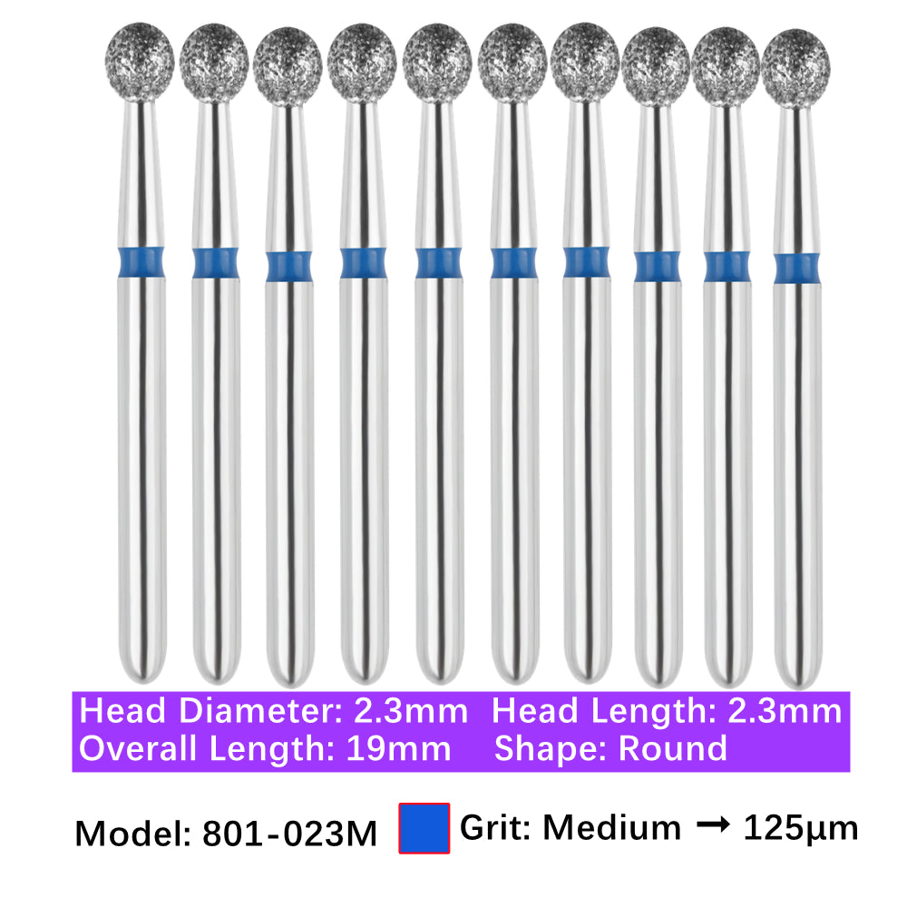 Vakker Dental Round FG Diamond Bur  801-023M 10/pk