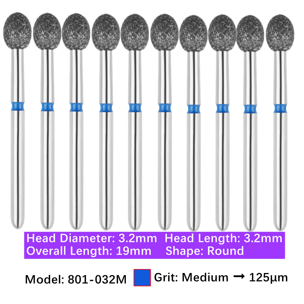 Vakker Dental Round FG Diamond Bur  801-032M 10/pk