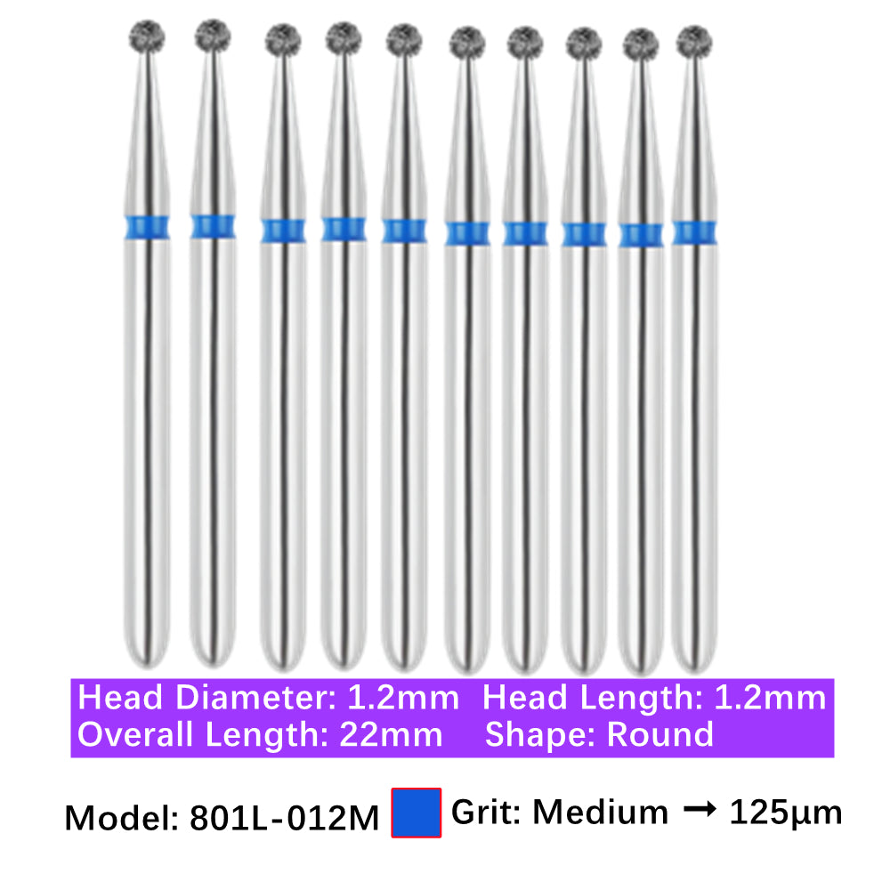 Vakker Dental Round FG Diamond Bur  801L-012M 10/pk