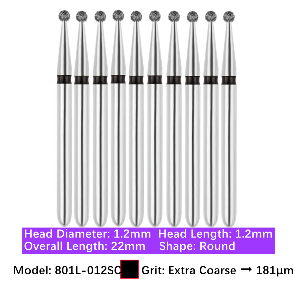 Vakker Dental Round FG Diamond Bur  801L-012SC 10/pk