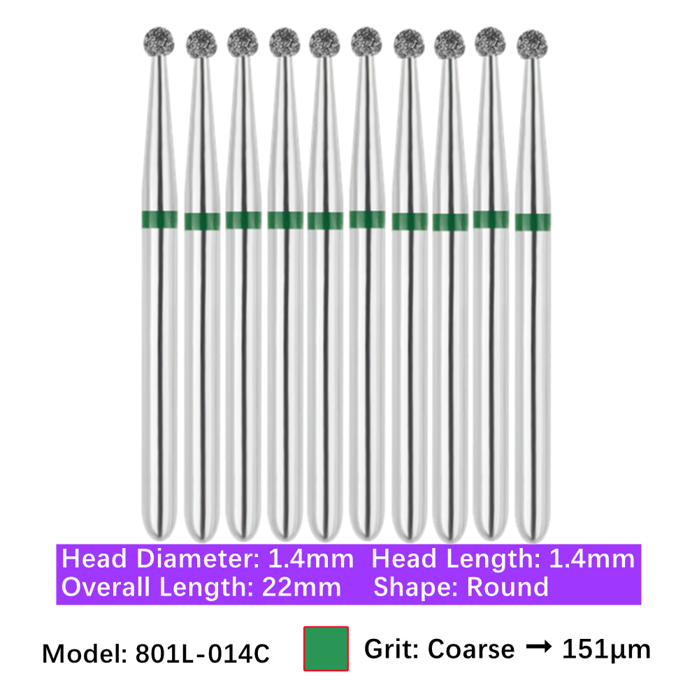 Vakker Dental Round FG Diamond Bur  801L-014C 10/pk